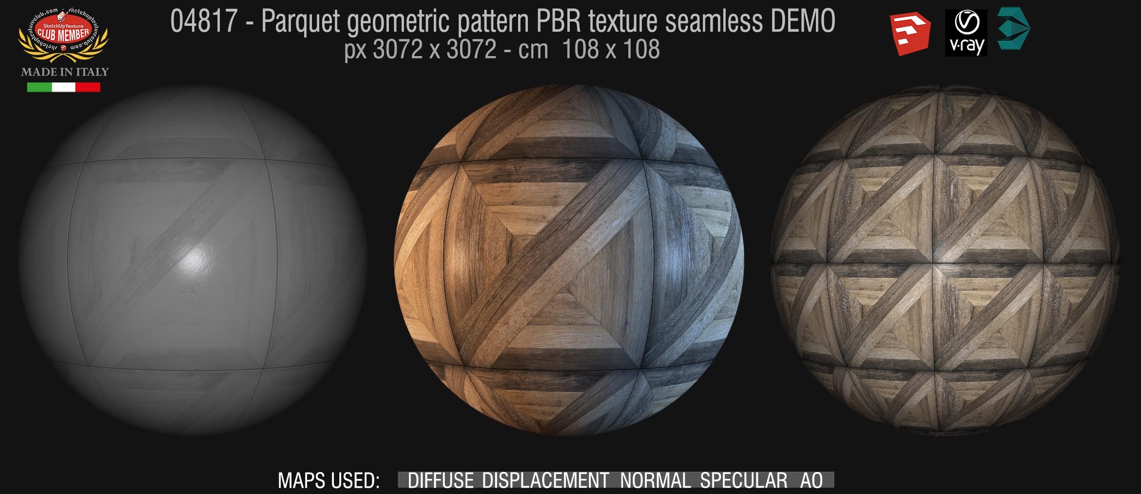 04817 Parquet geometric pattern PBR texture seamless DEMO