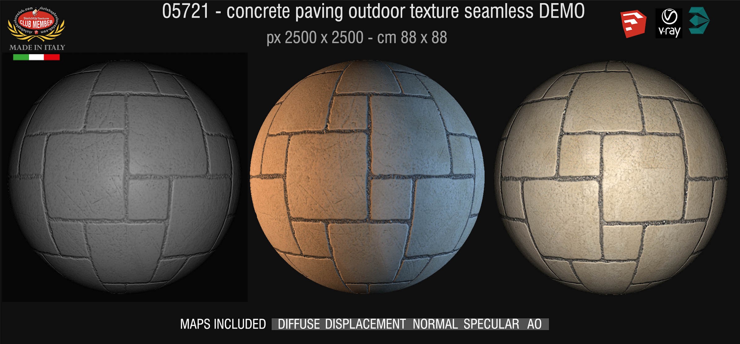 05721 HR Paving outdoor concrete regular block texture + maps DEMO