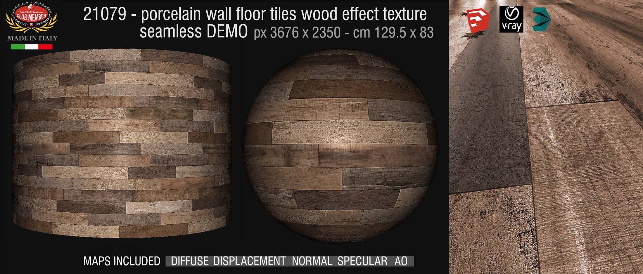 21079  Porcelain wall floor tiles wood effect PBR texture seamless DEMO
