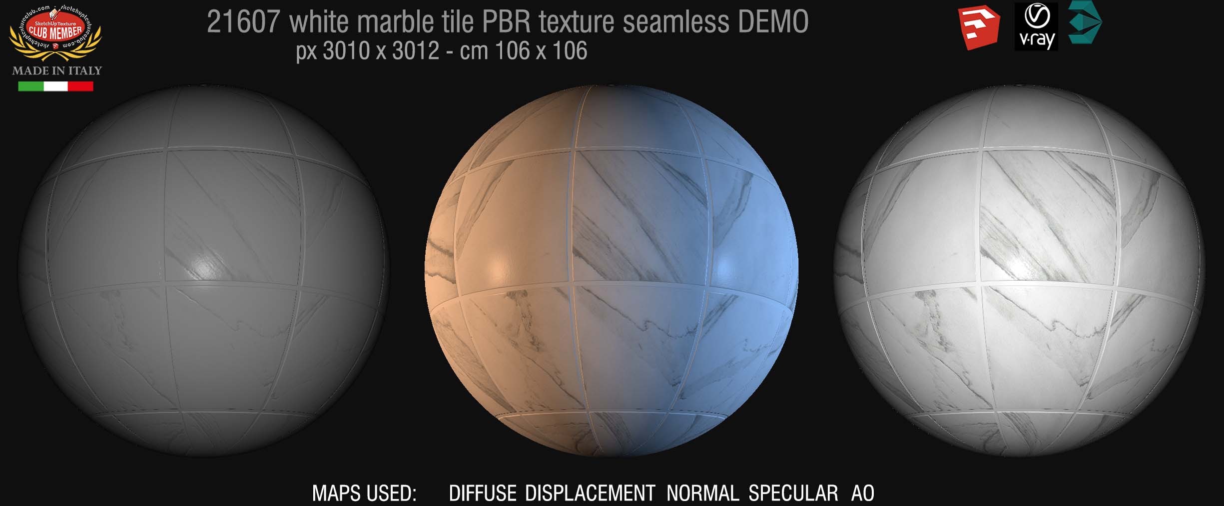 21607 white marble tiles PBR texture seamless DEMO