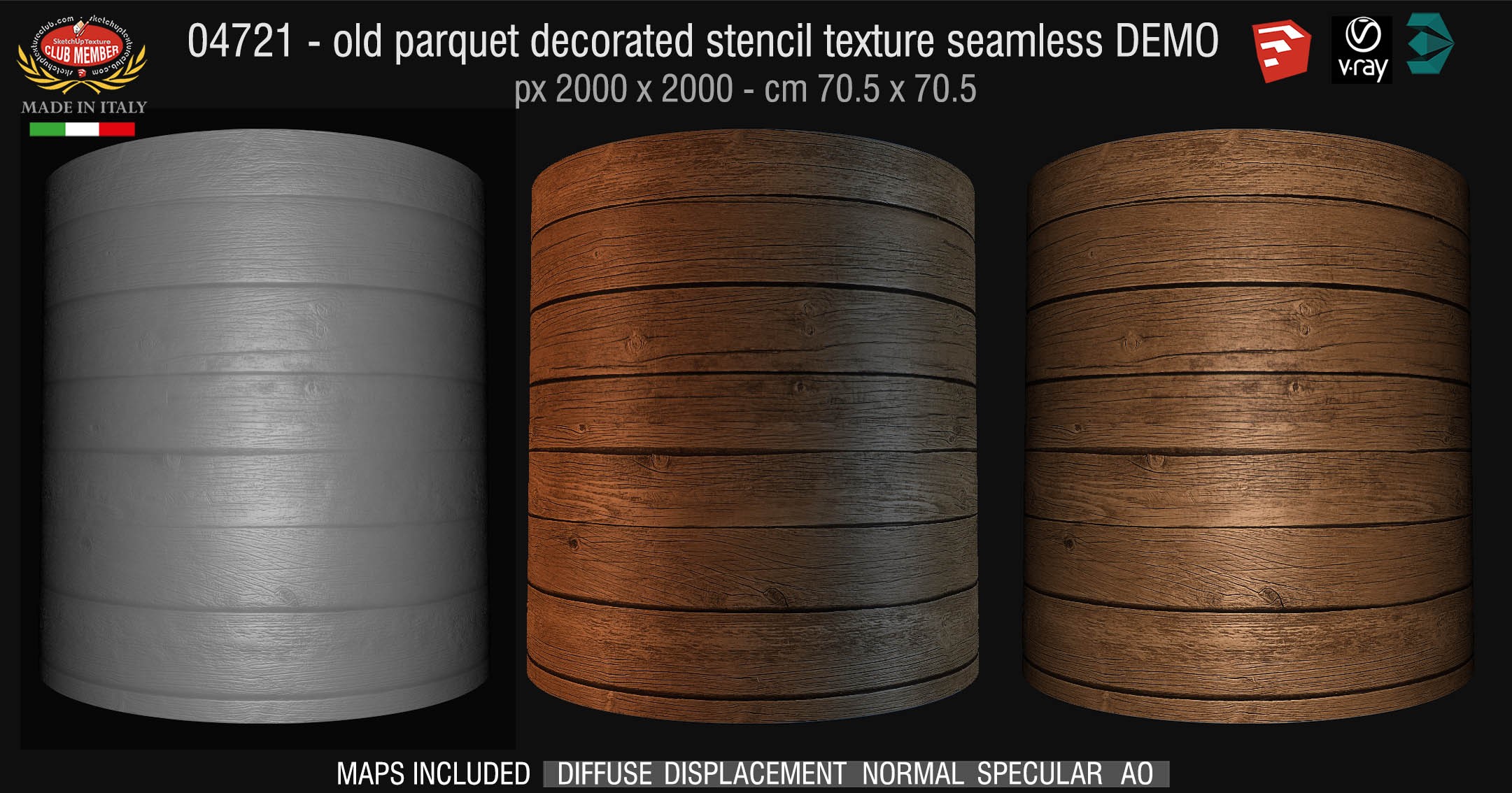 04721 HR Basic for parquet decorated stencil texture seamless + maps DEMO