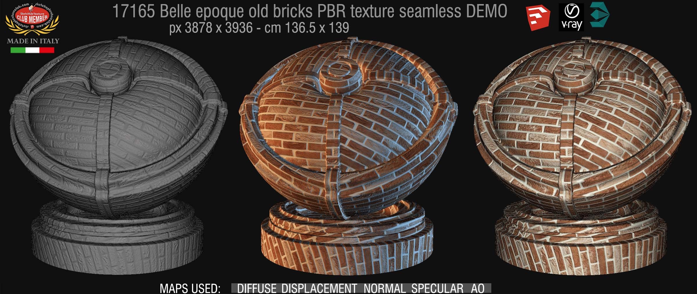 17165 Belle epoque old bricks PBR texture seamless DEMO