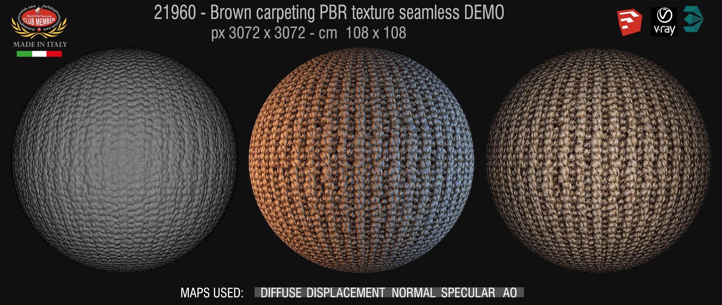 21959 Brown carpeting PBR texture seamless DEMO