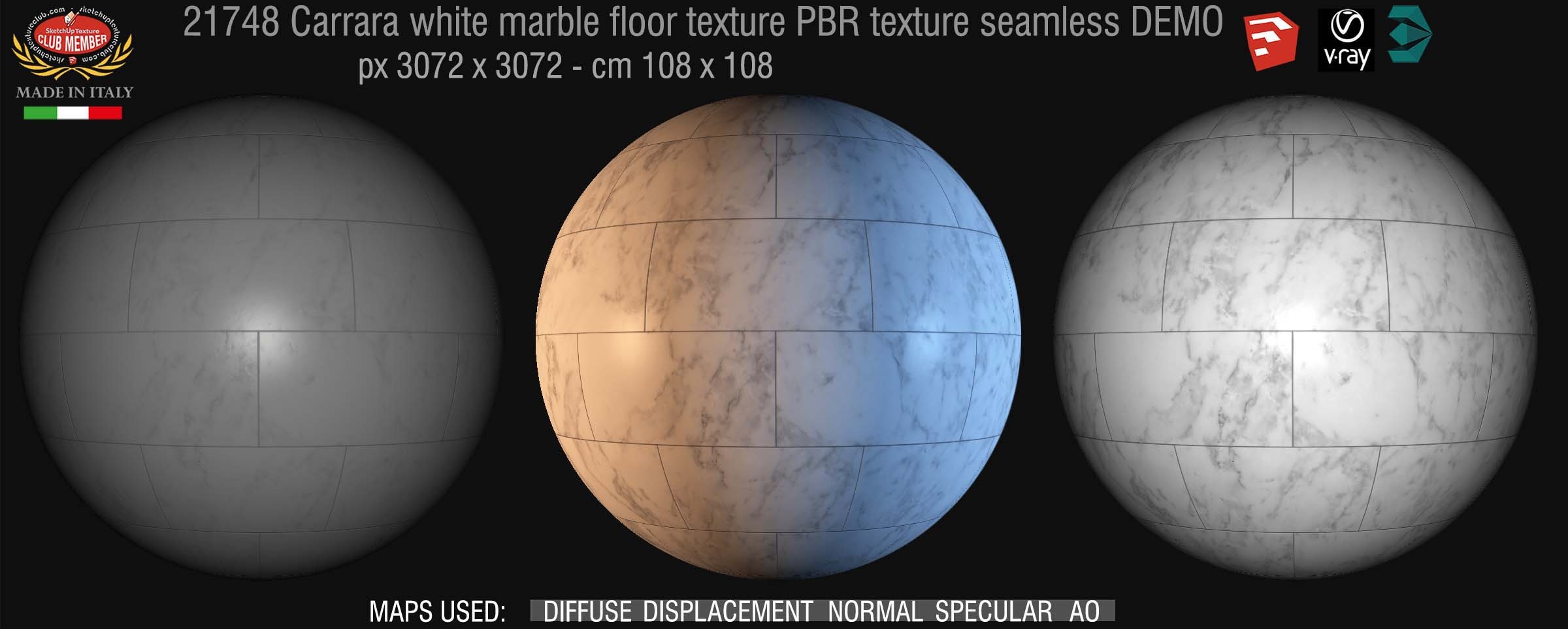 21478 Carrara white marble floor PBR texture seamless DEMO