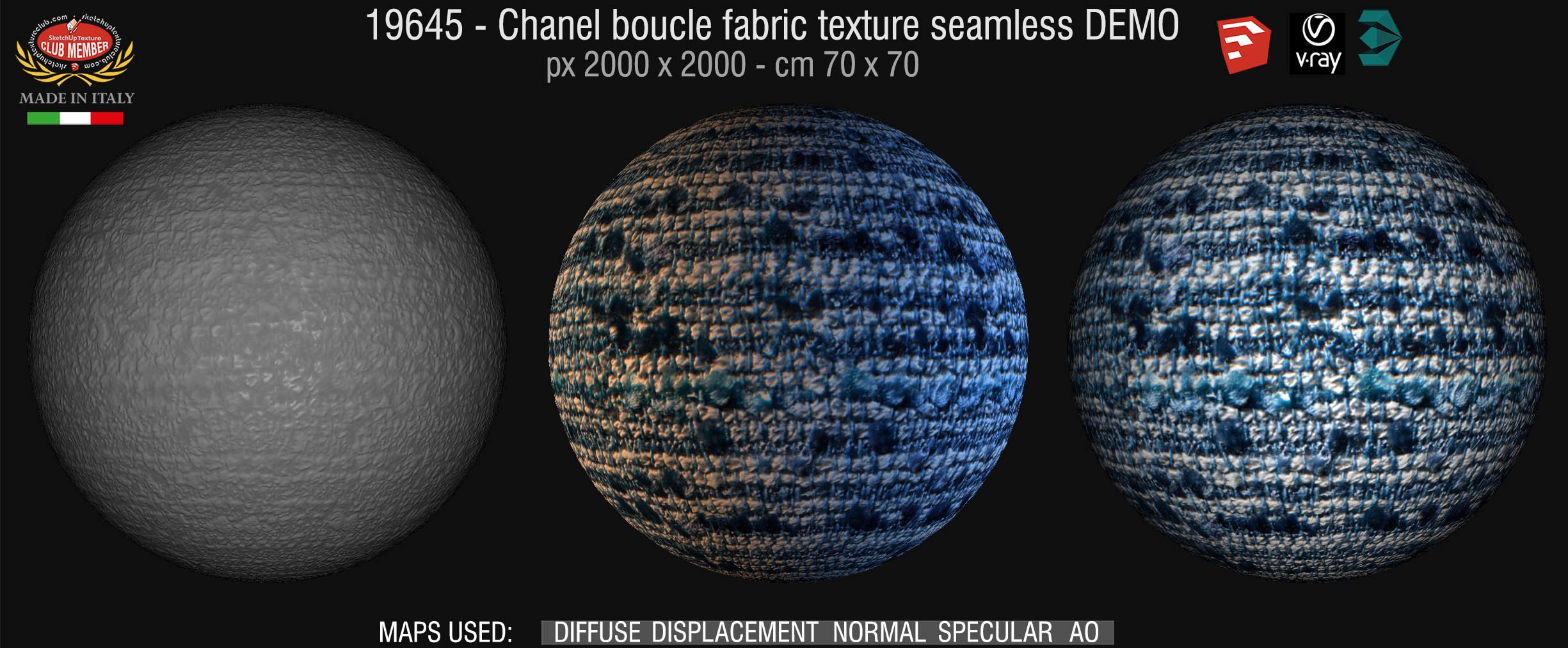 19645 Chanel boucle fabric texture seamless + maps DEMO