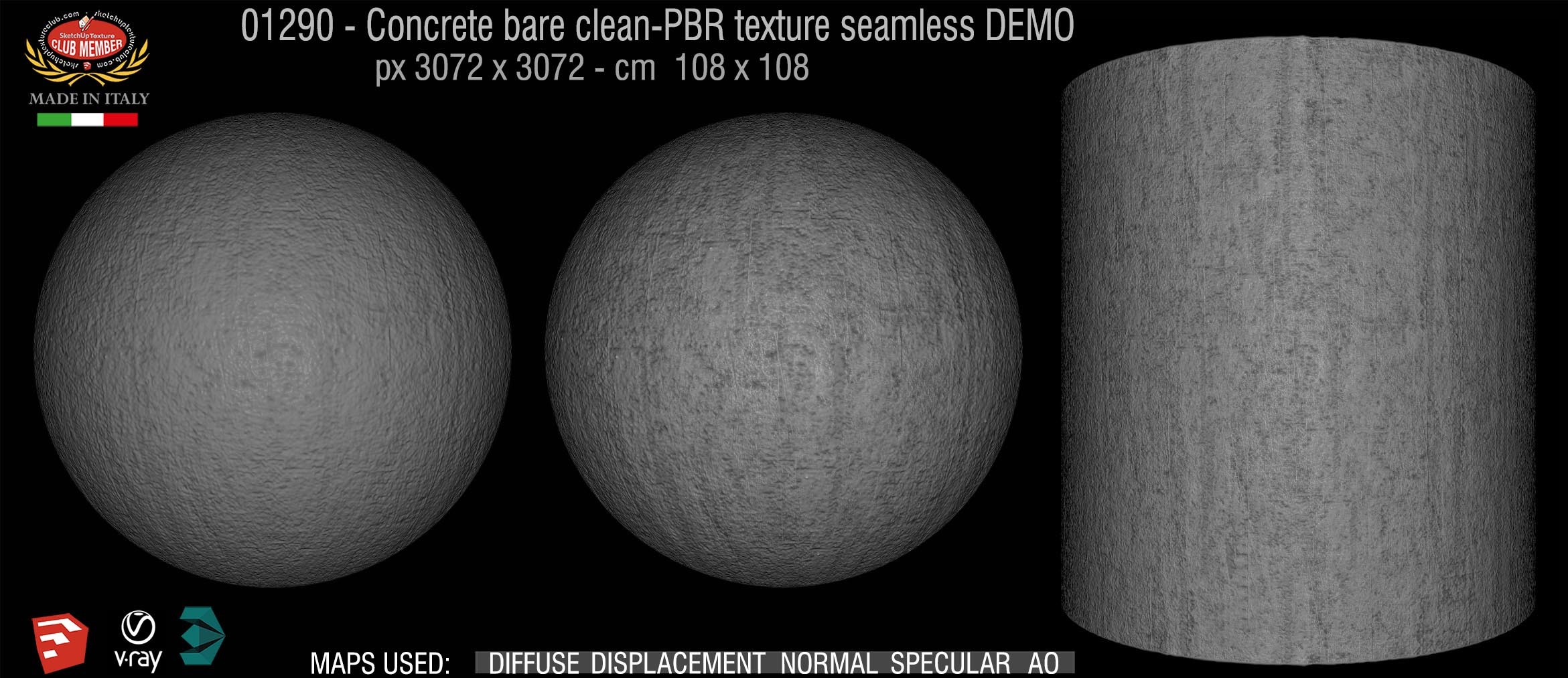 01290 Concrete bare clean-PBR texture seamless DEMO
