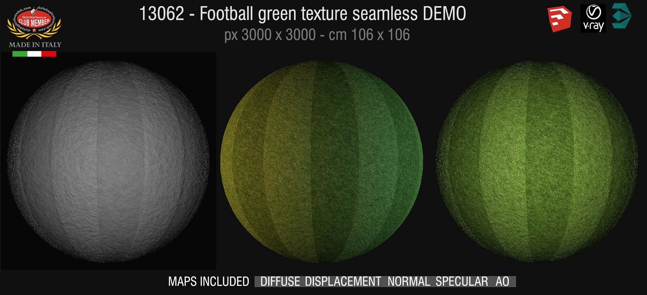 13062 HR Football green grass texture + maps DEMO