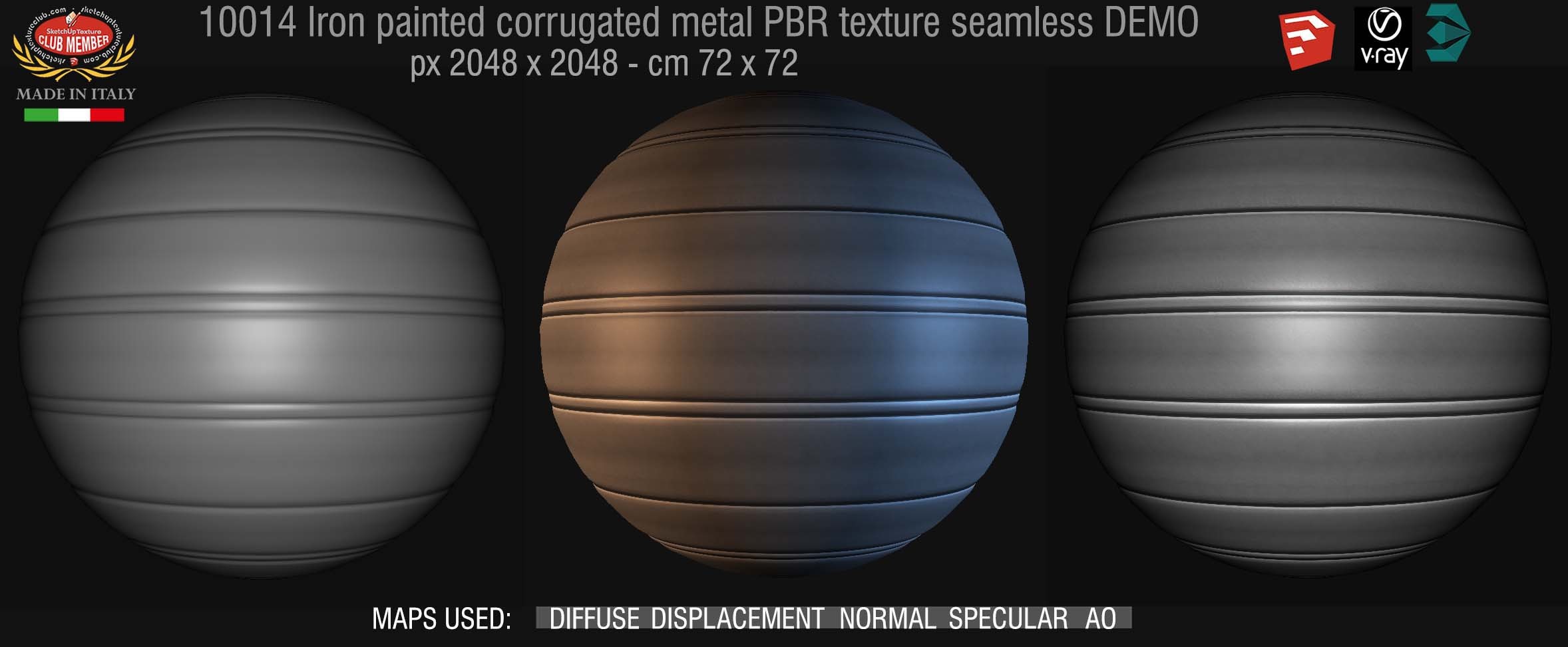 10014 Iron corrugated metal PBR texture seamless DEMO