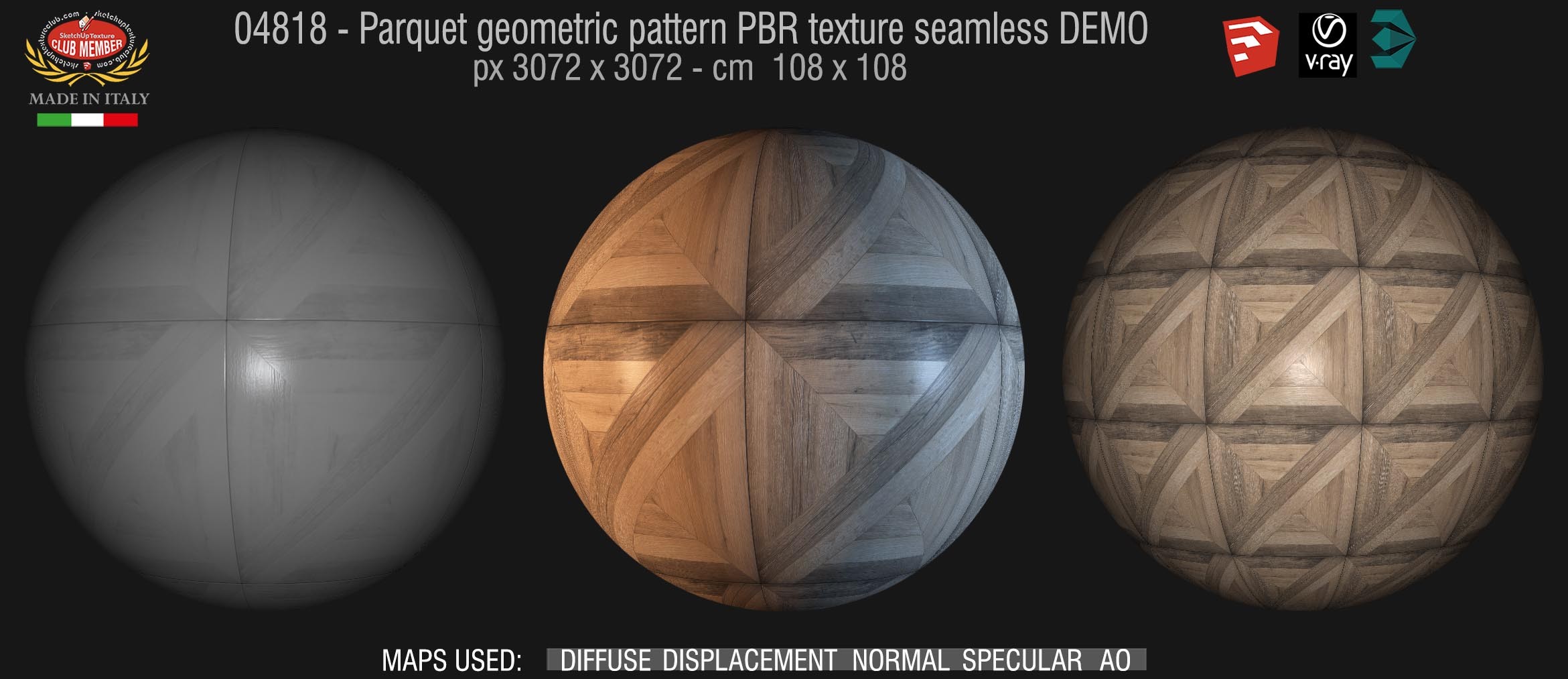 04818 Parquet geometric pattern PBR texture seamless DEMO