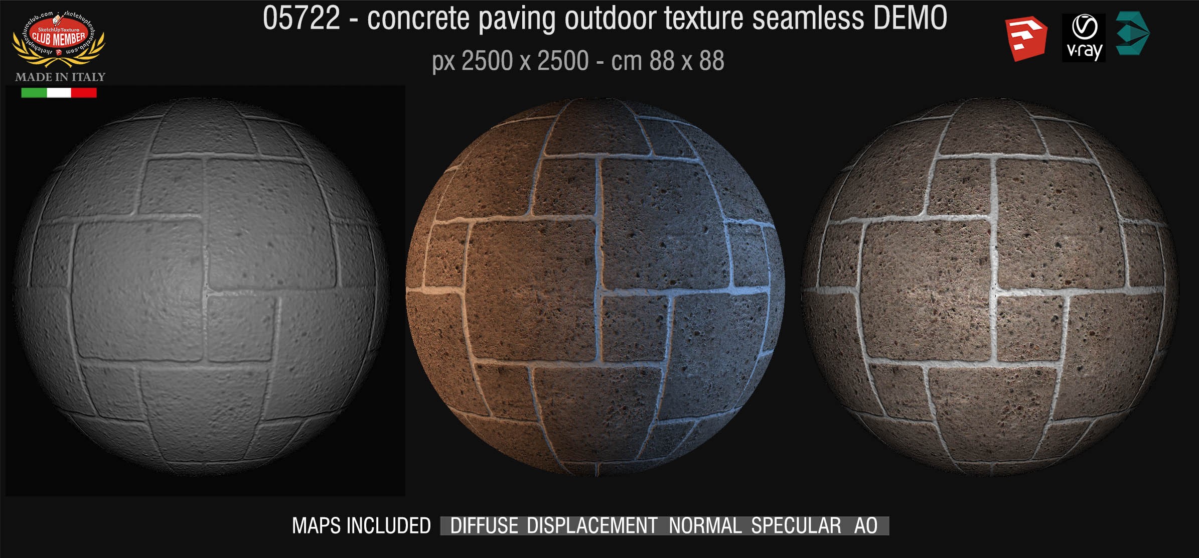 05722 HR Paving outdoor concrete regular block texture + maps DEMO