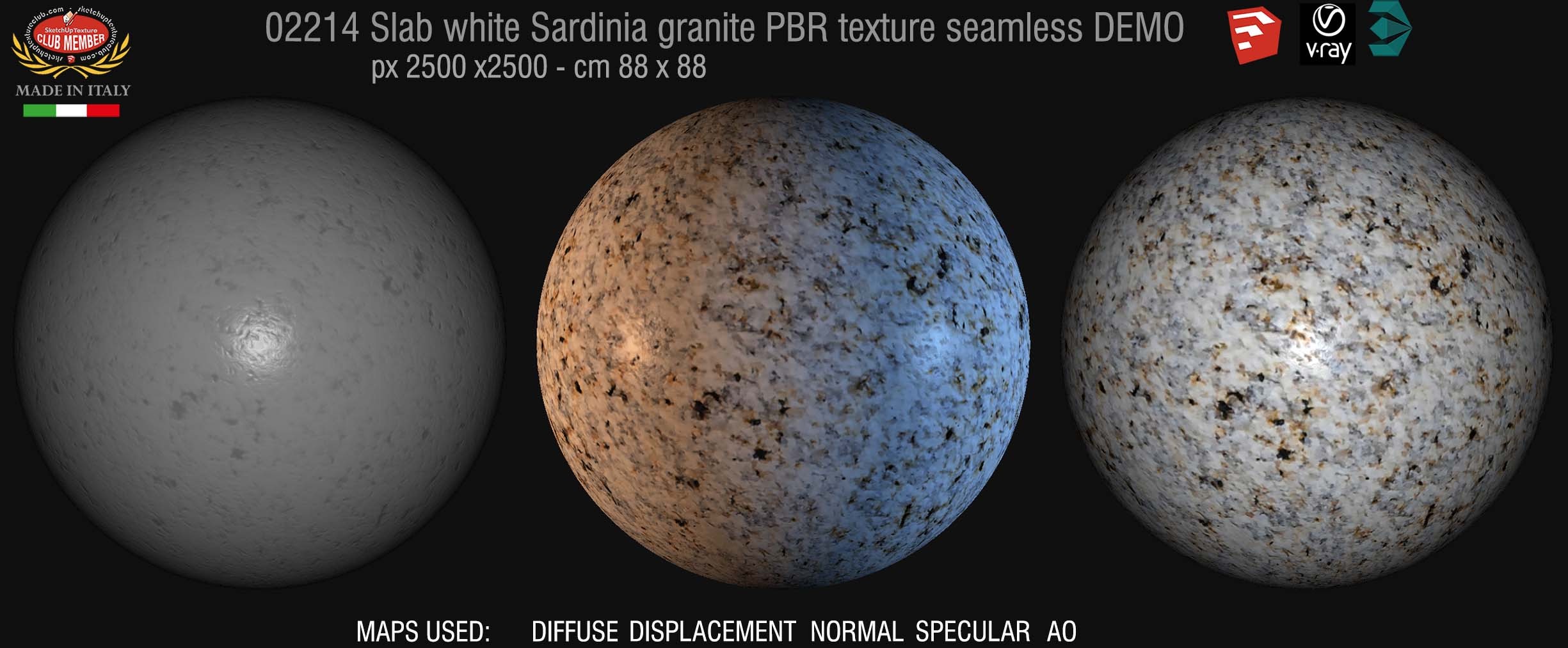 02214 slab white Sardinia granite PBR texture seamless DEMO