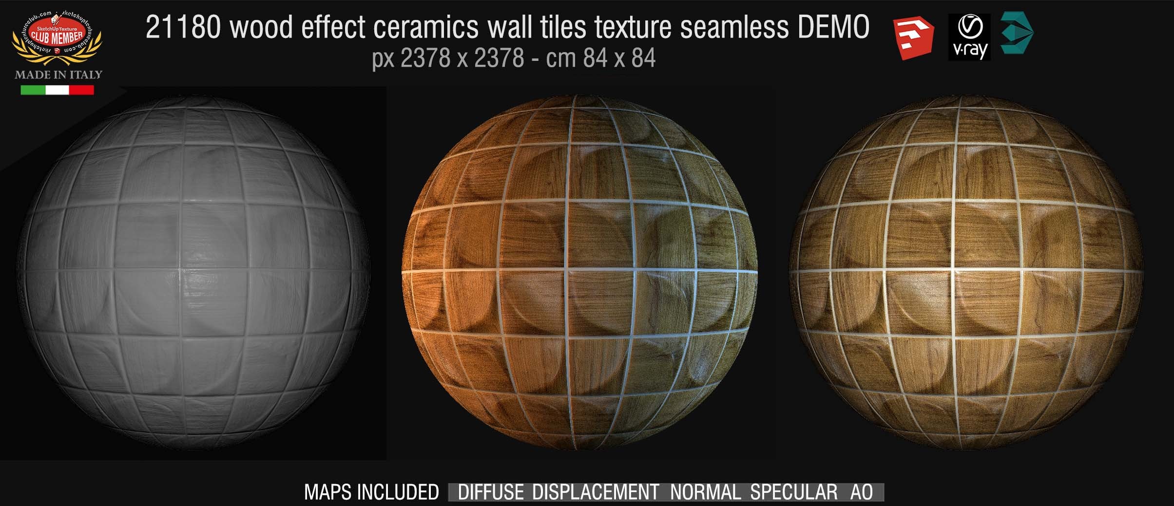 21180 Wood effect ceramics wall tiles PBR texture seamless DEMO