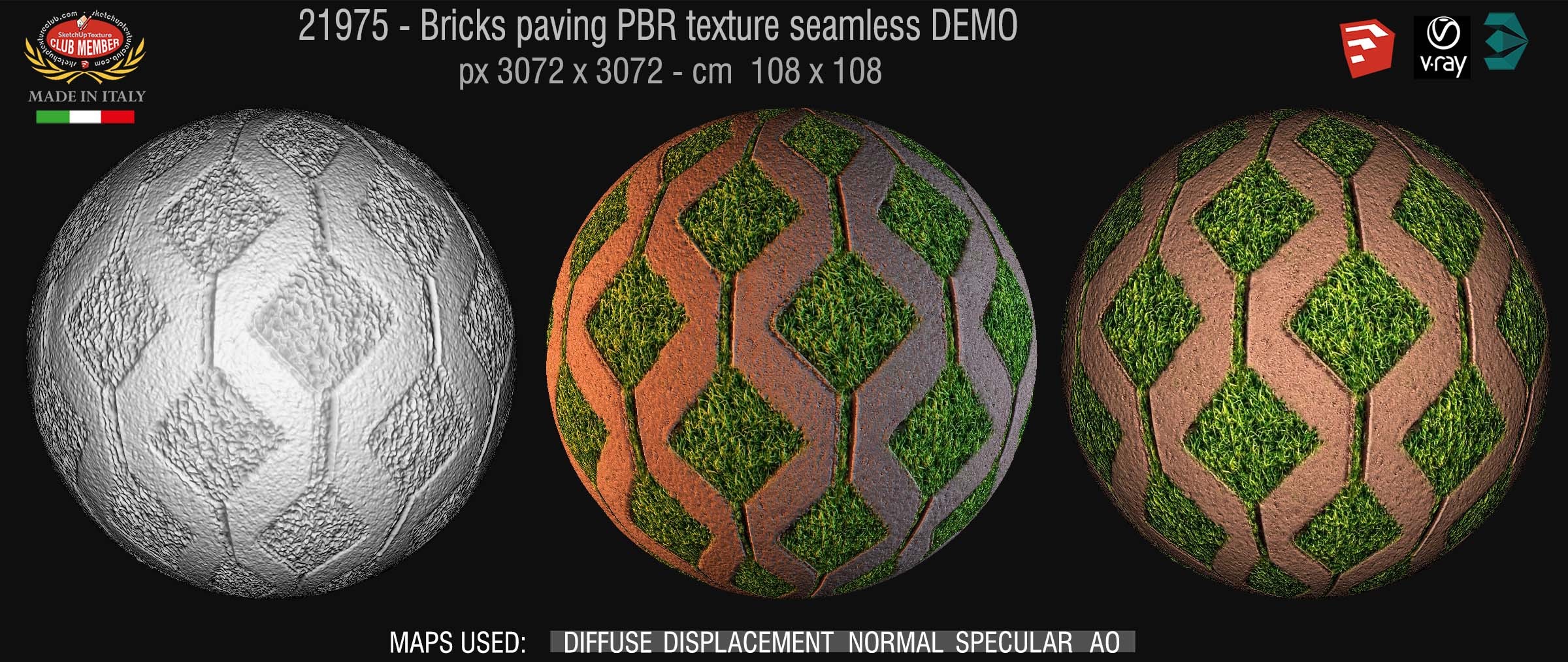 21975 bricks paving PBR texture seamless DEMO
