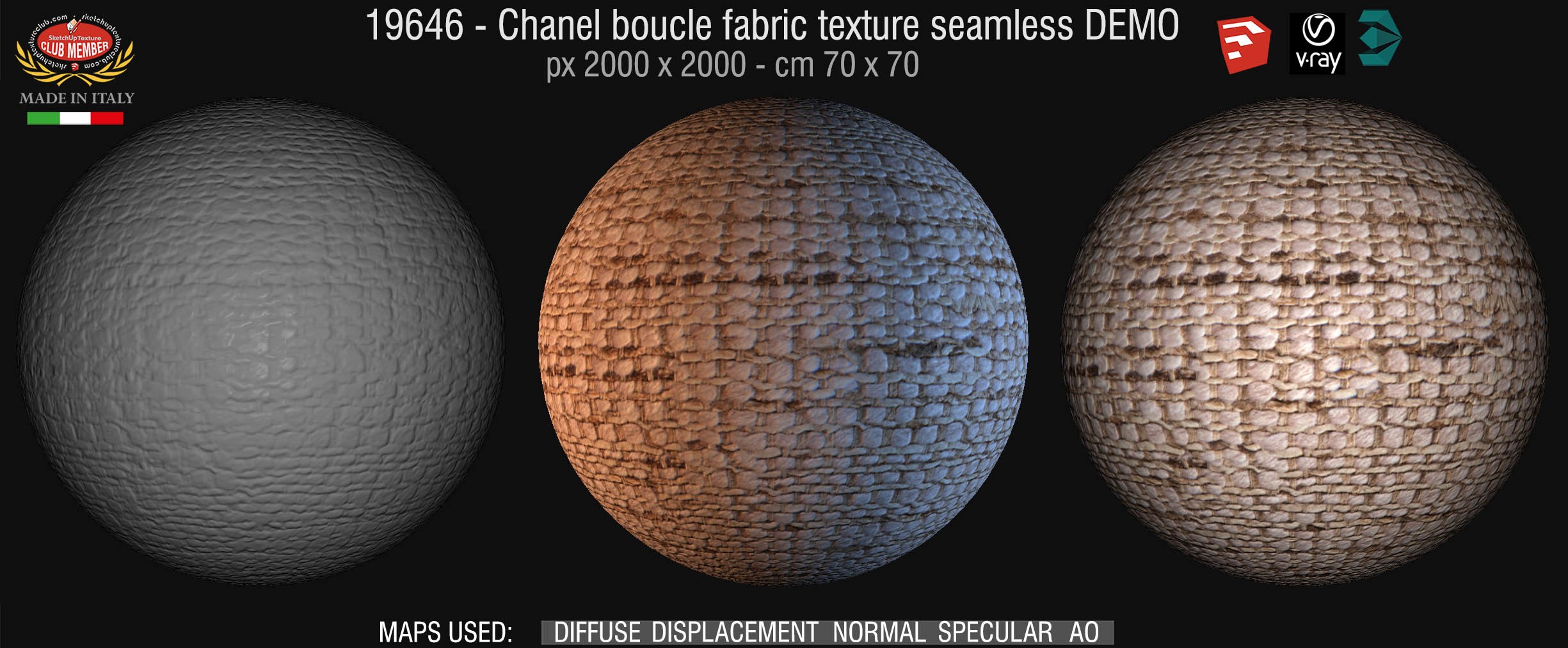 19646 Chanel boucle fabric texture seamless + maps DEMO