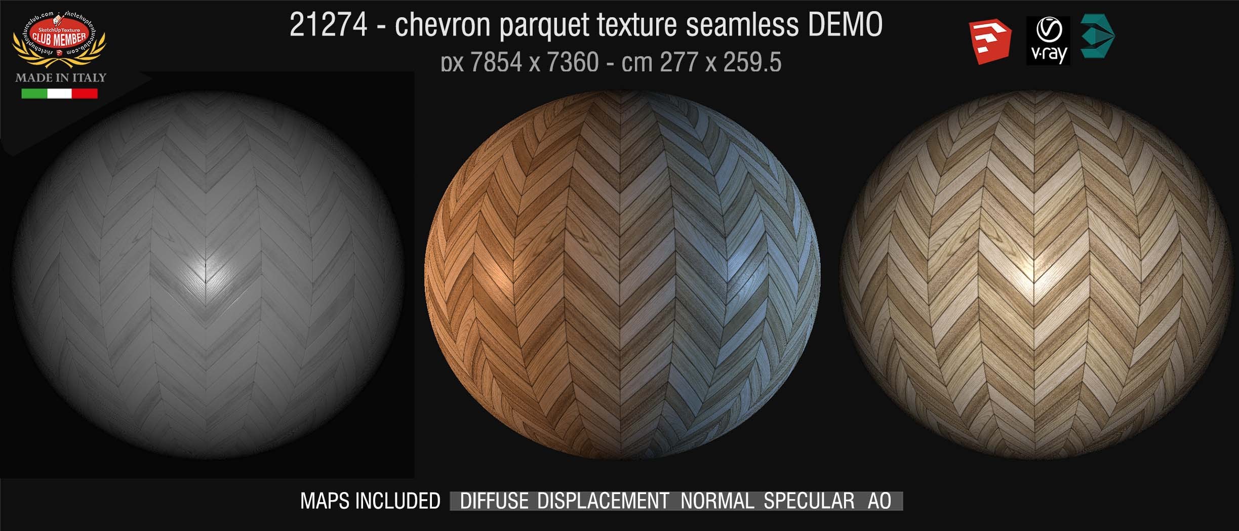 21274 HR Chevron parquet texture + maps DEMO