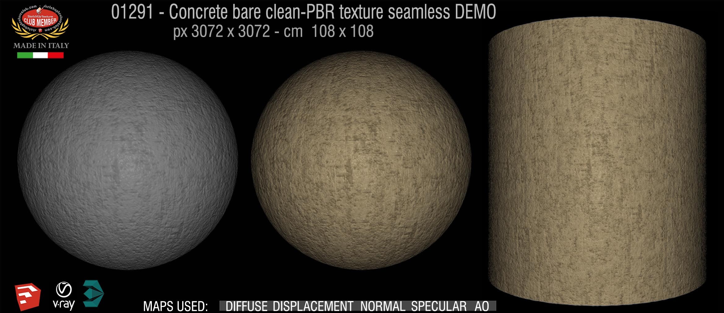 01291 Concrete bare clean-PBR texture seamless DEMO