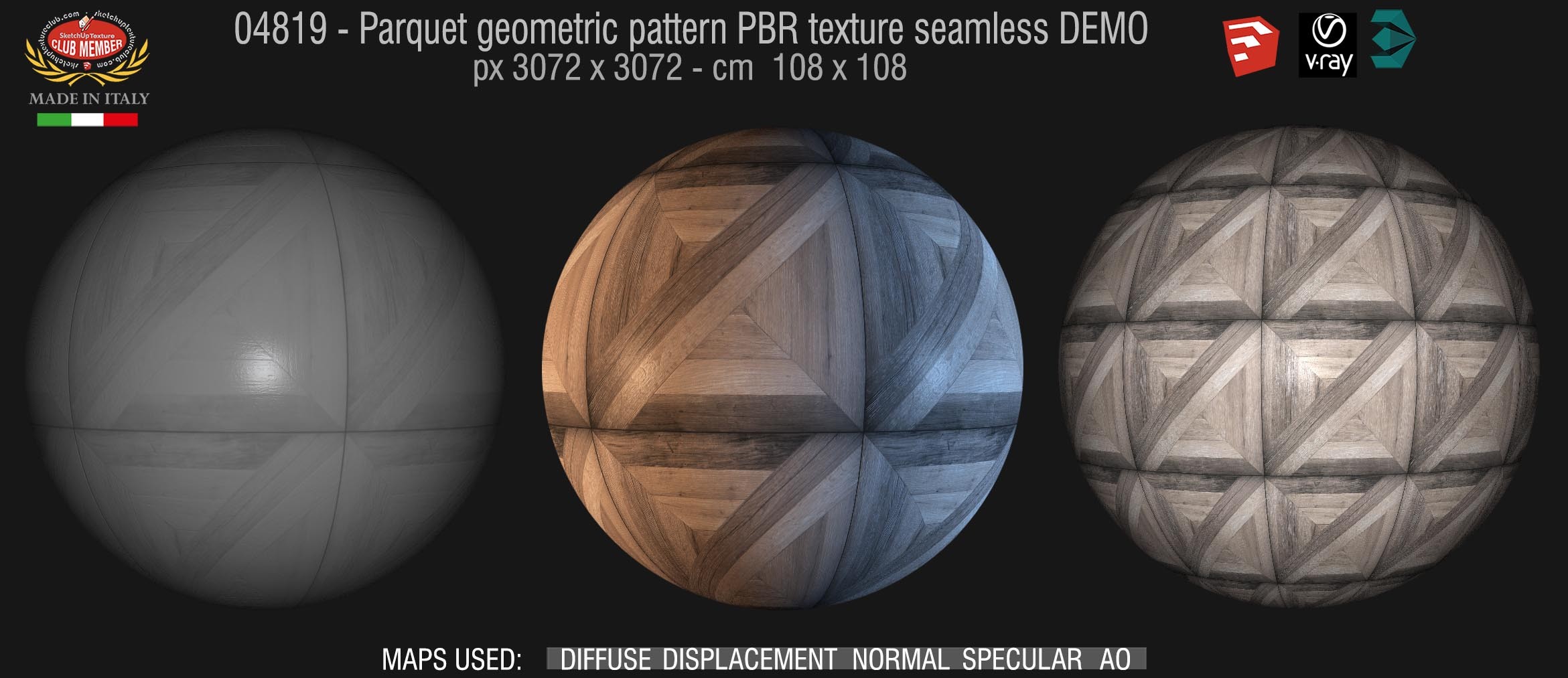 04819 Parquet geometric pattern PBR texture seamless DEMO
