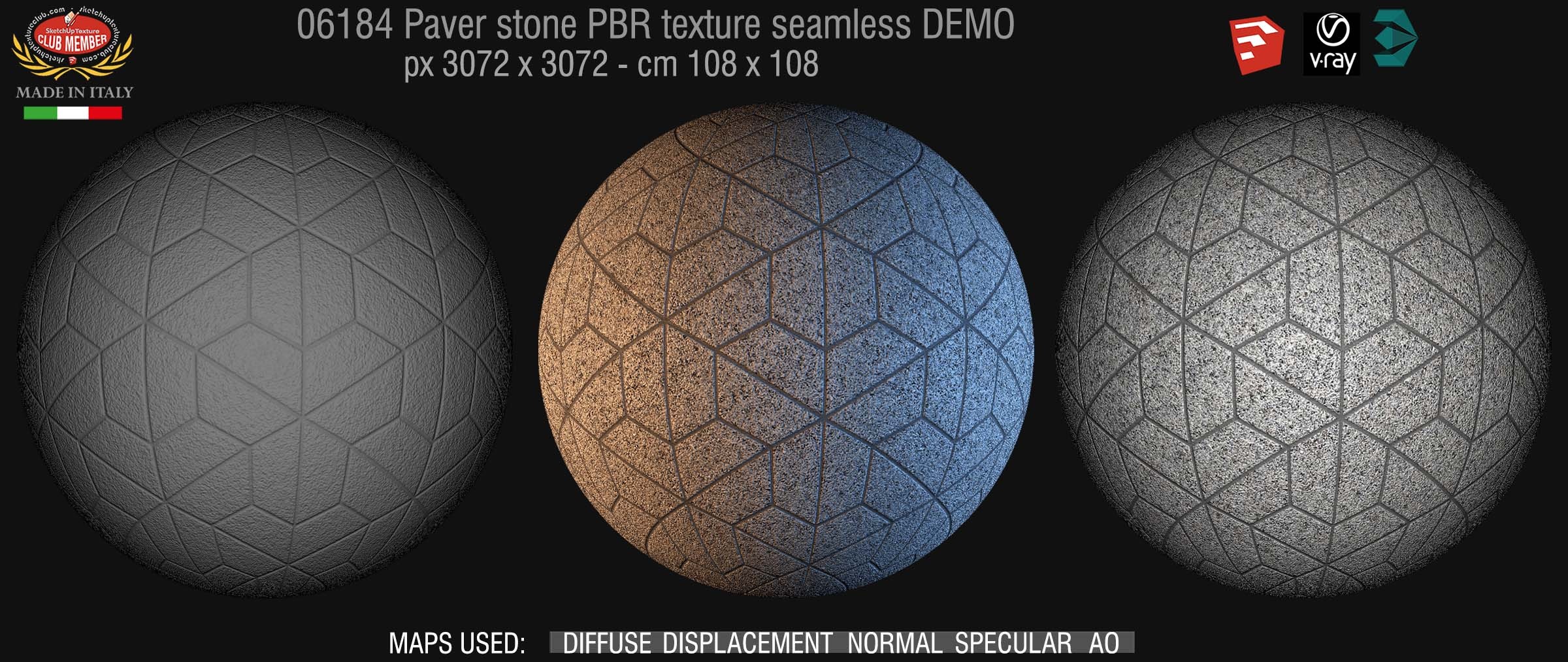 06184 Pavers stone PBR texture seamless DEMO