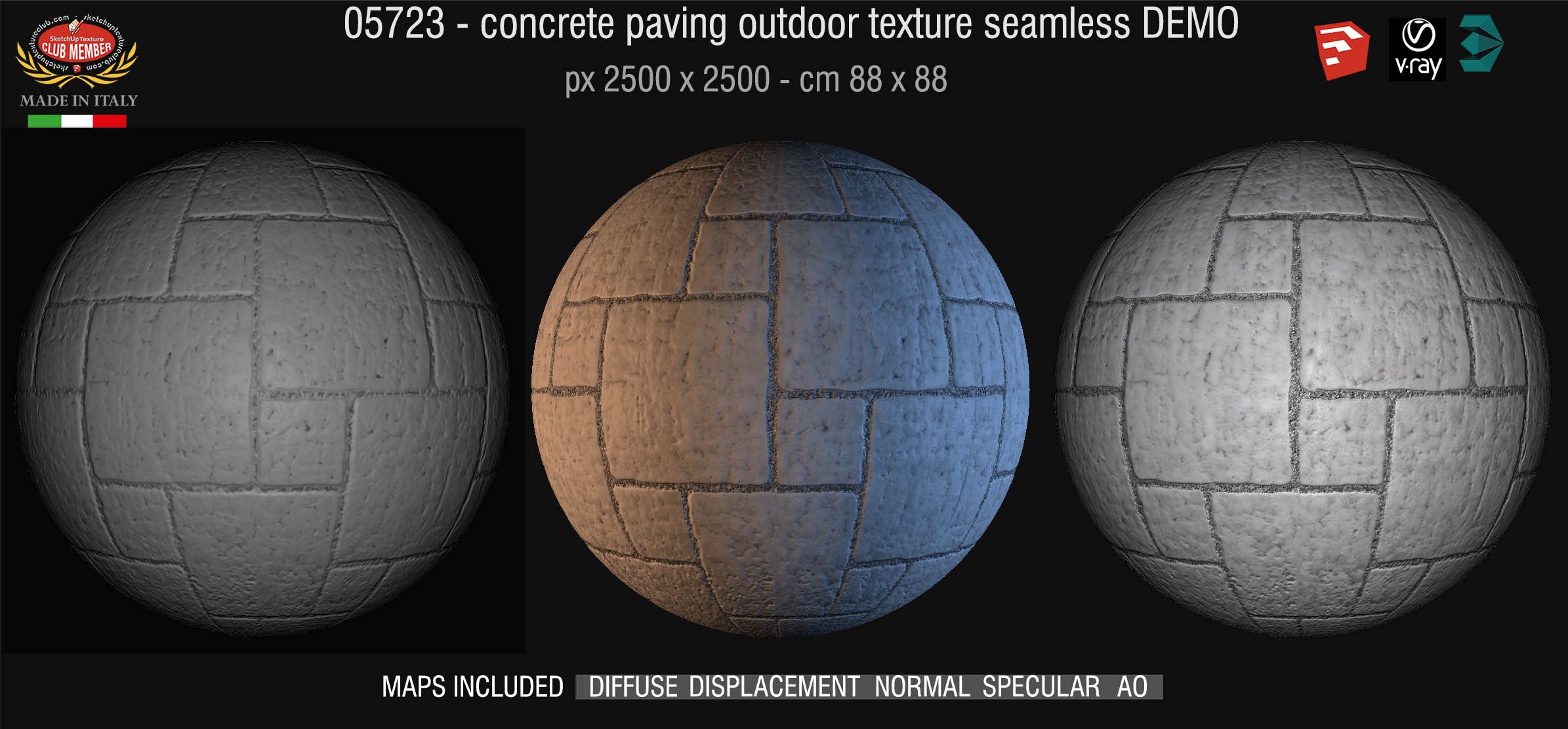 05723 HR Paving outdoor concrete regular block texture + maps DEMO
