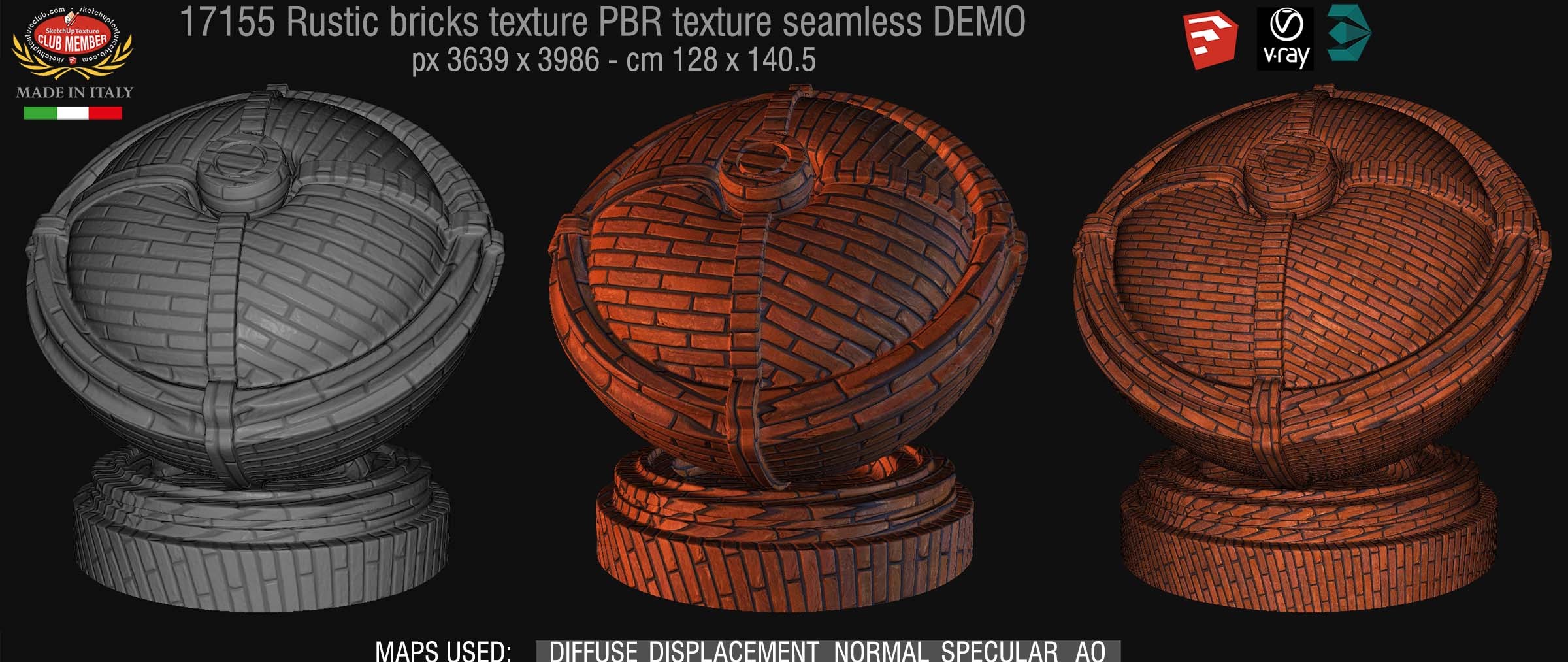 17155 Rustic bricks PBR texture seamless DEMO