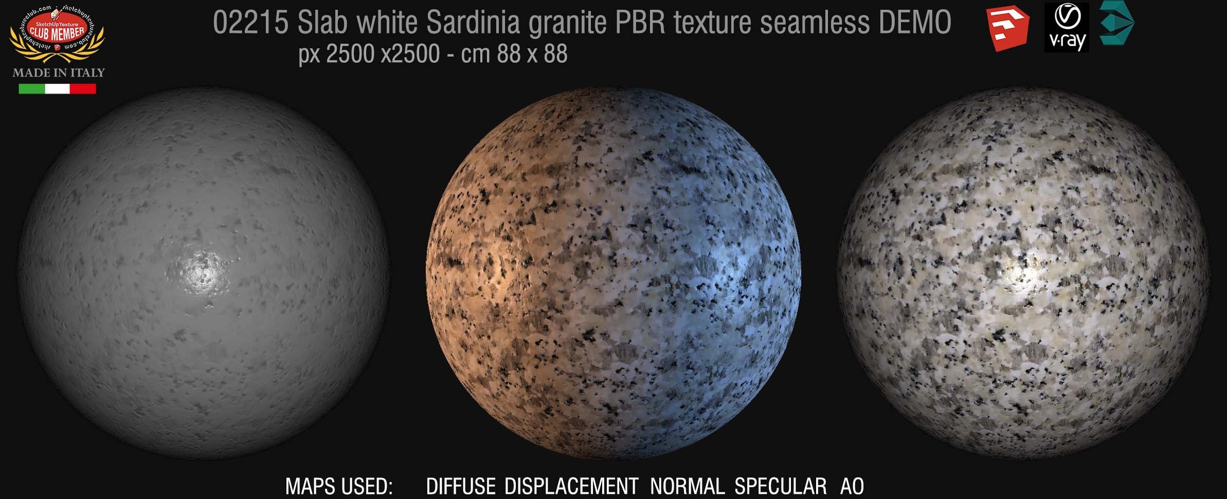 02215 slab white Sardinia granite PBR texture seamless DEMO
