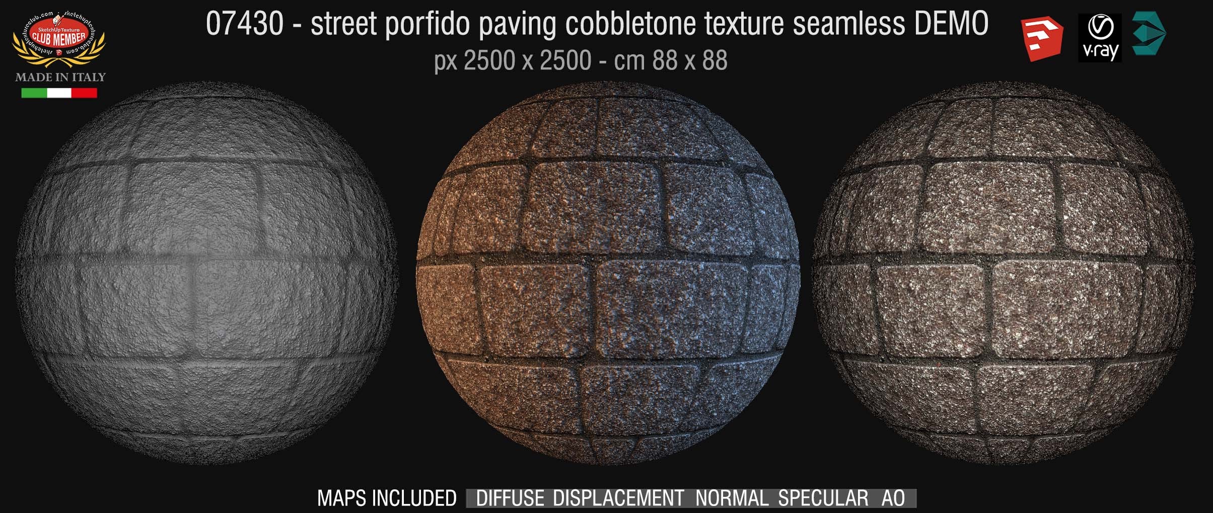 07430 HR Street porfido paving cobblestone texture seamless + maps DEMO