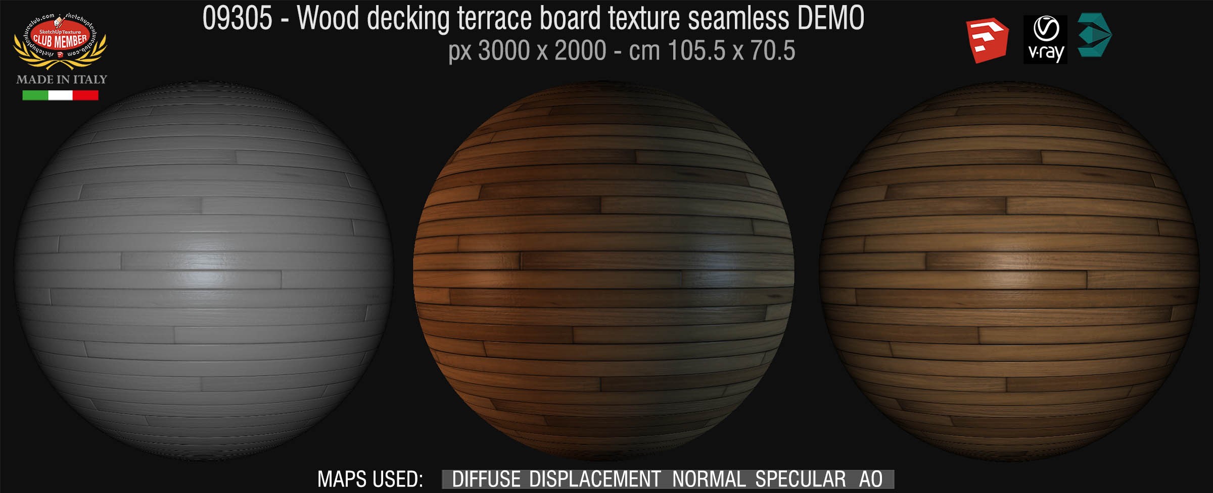 09305 HR Wood decking terrace board texture seamless + maps DEMO