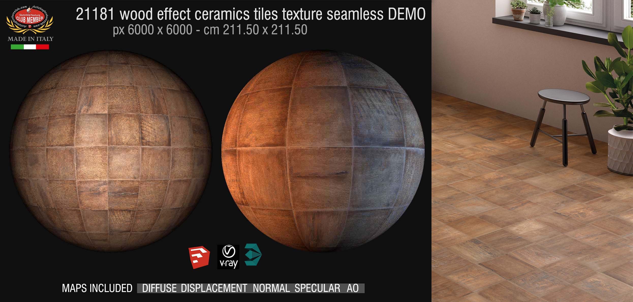 21181 Wood effect ceramics tiles texture + maps DEMO