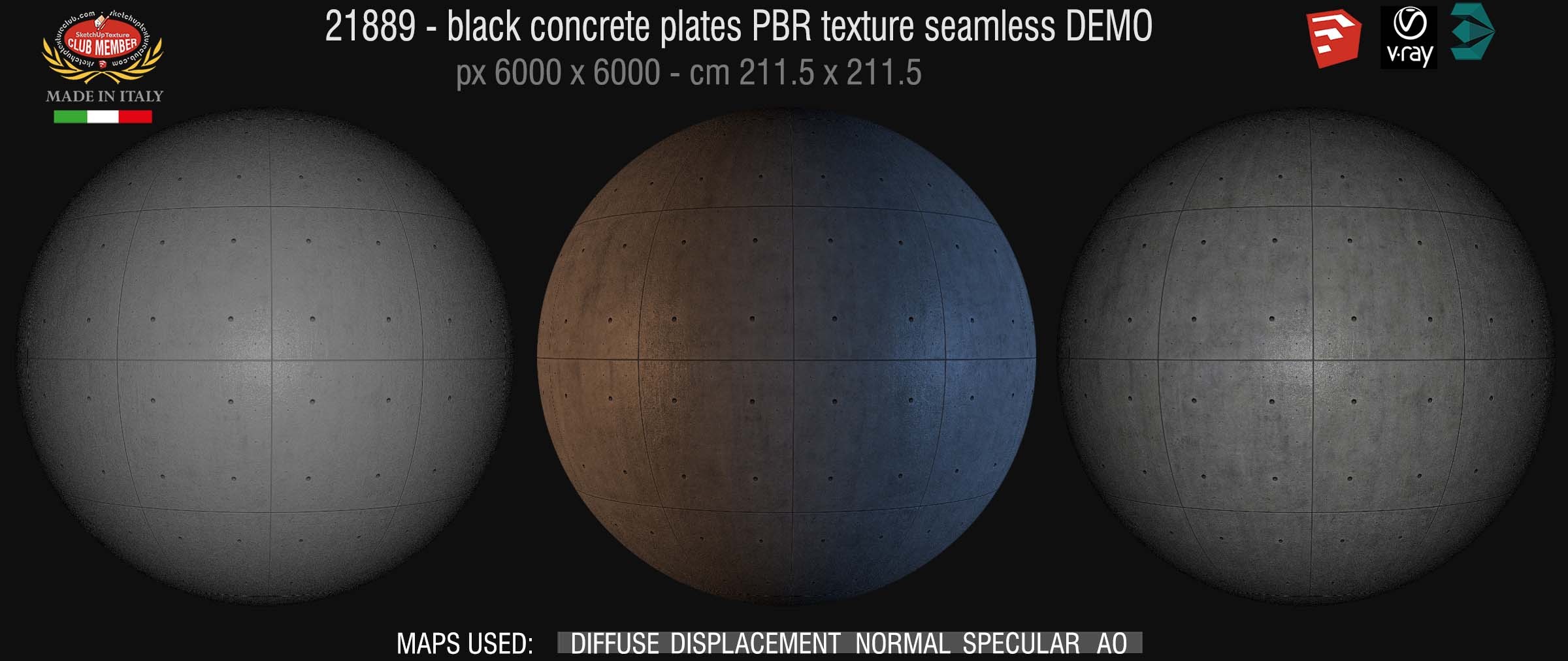 21888 black concrete plates PBR texture seamless DEMO