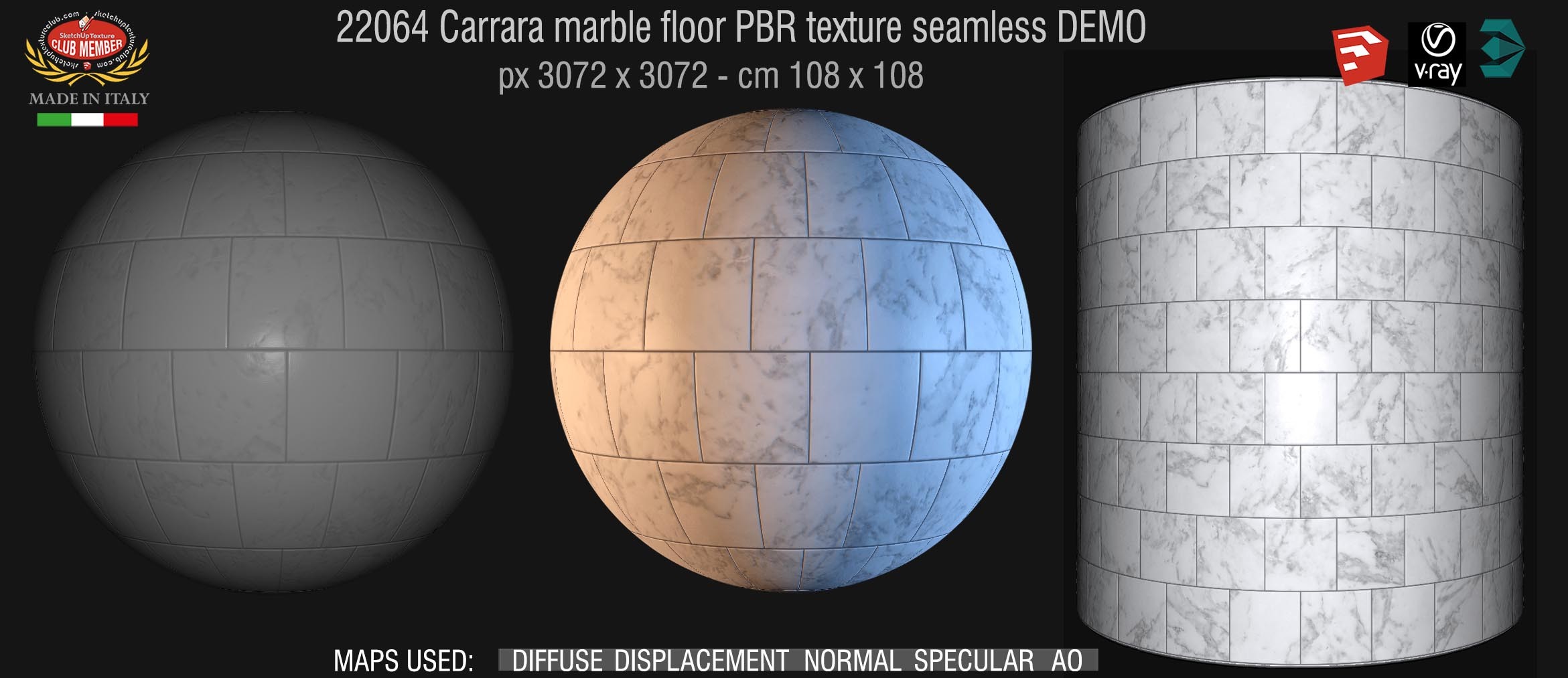 22064 Carrara white marble floor PBR texture seamless DEMO