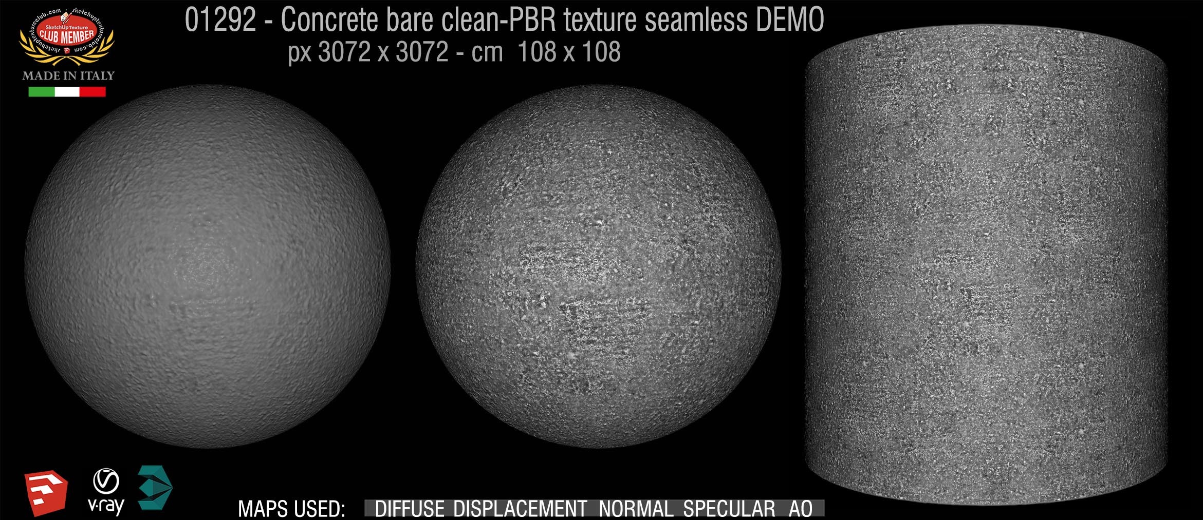 01292 Concrete bare clean-PBR texture seamless DEMO