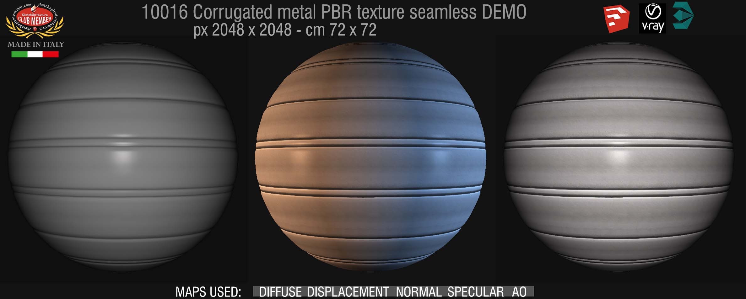 10016 Corrugated metal PBR texture seamless DEMO