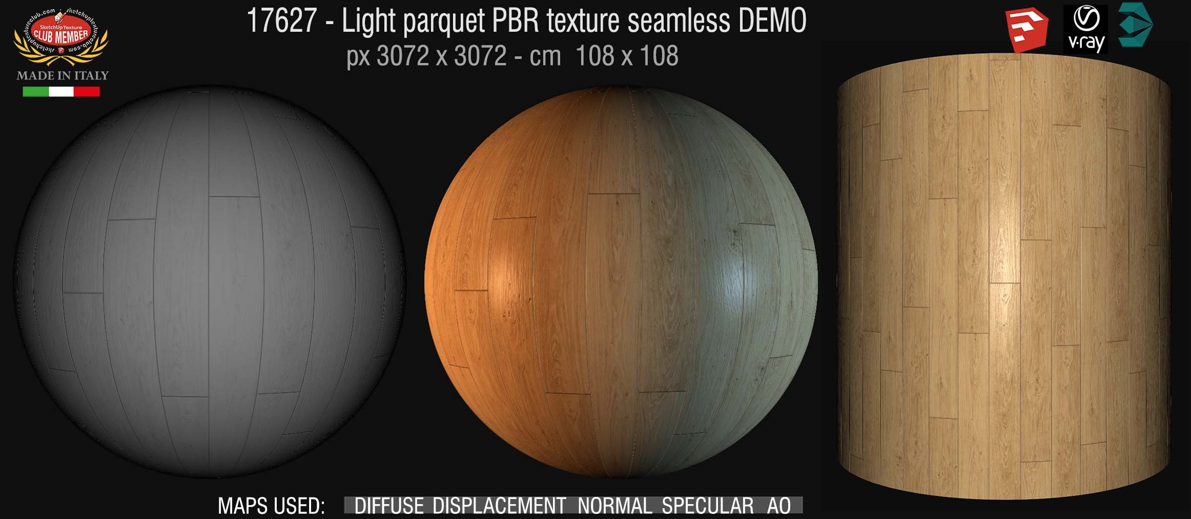 17627 Light parquet PBR texture seamless DEMO