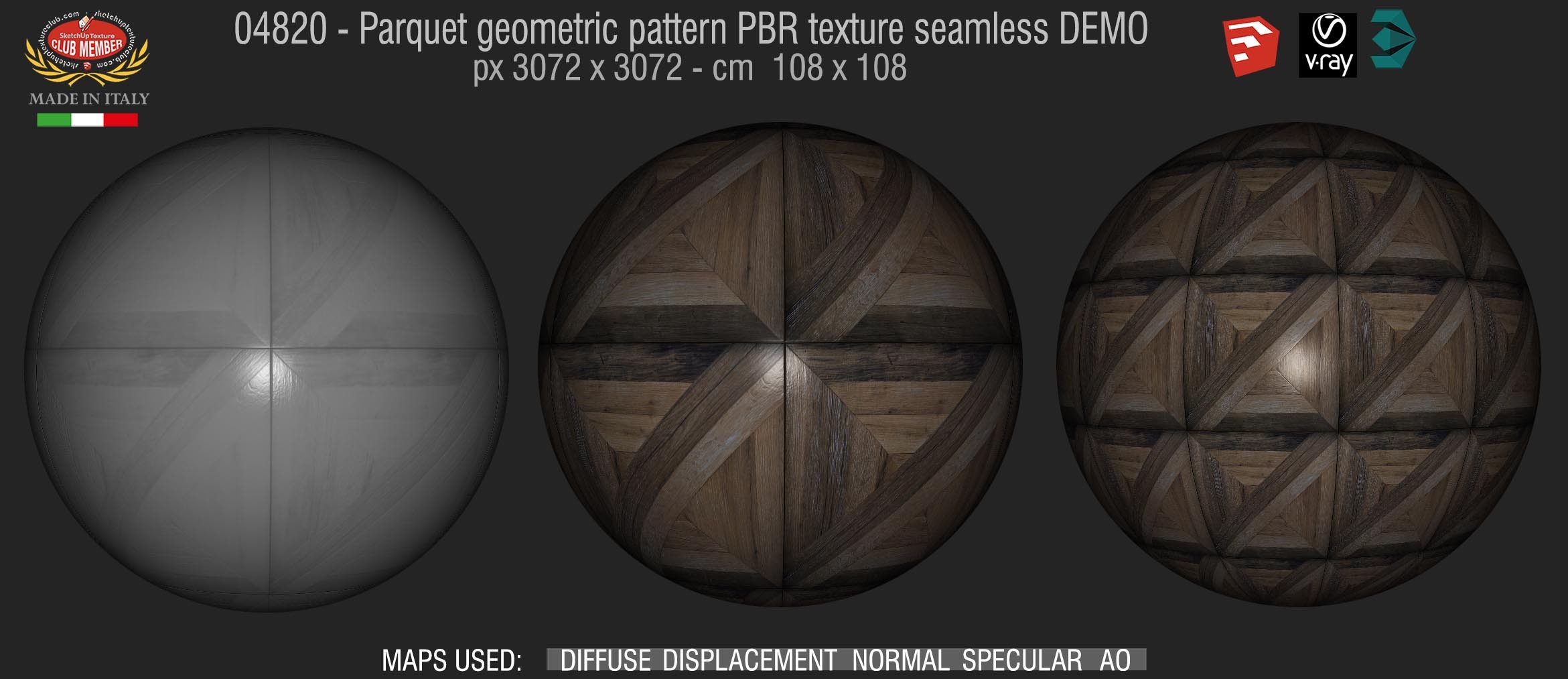 04820 Parquet geometric pattern PBR texture seamless DEMO