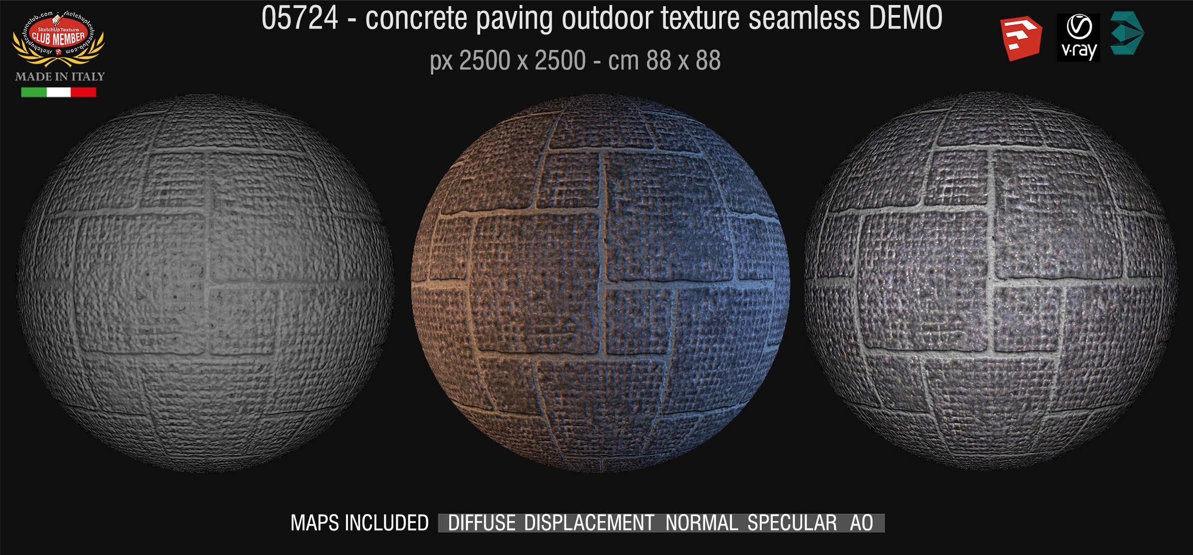 05724 HR Paving outdoor concrete regular block texture + maps DEMO