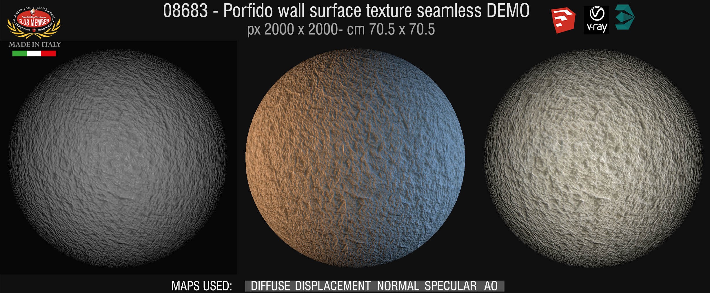 08383 Porfido wall surface texture seamless + maps DEMO