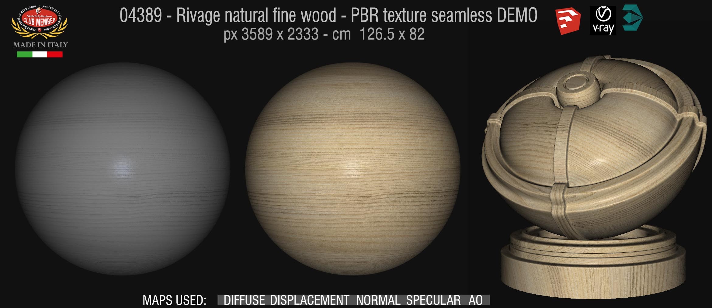 04389 Rivage natural fine wood - PBR texture seamless DEMO