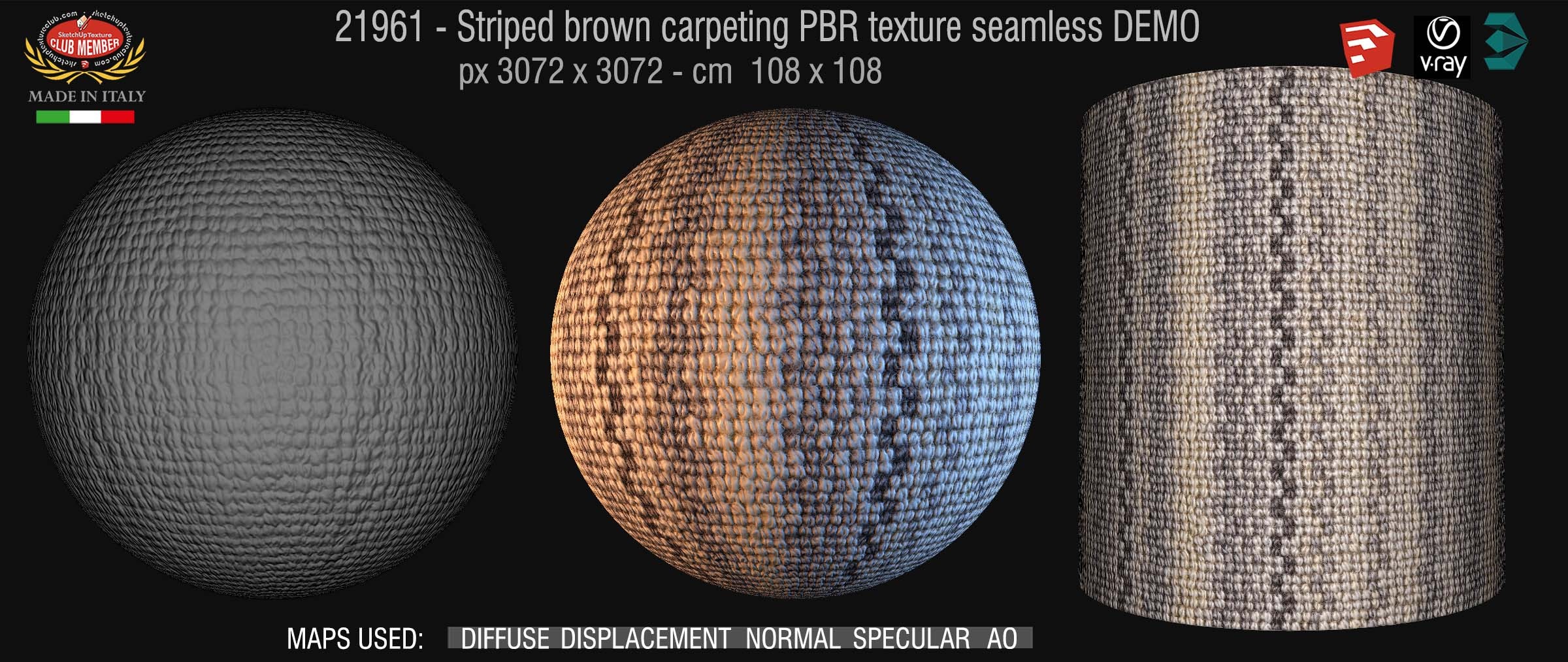 21961 Striped Brown carpeting PBR texture seamless DEMO