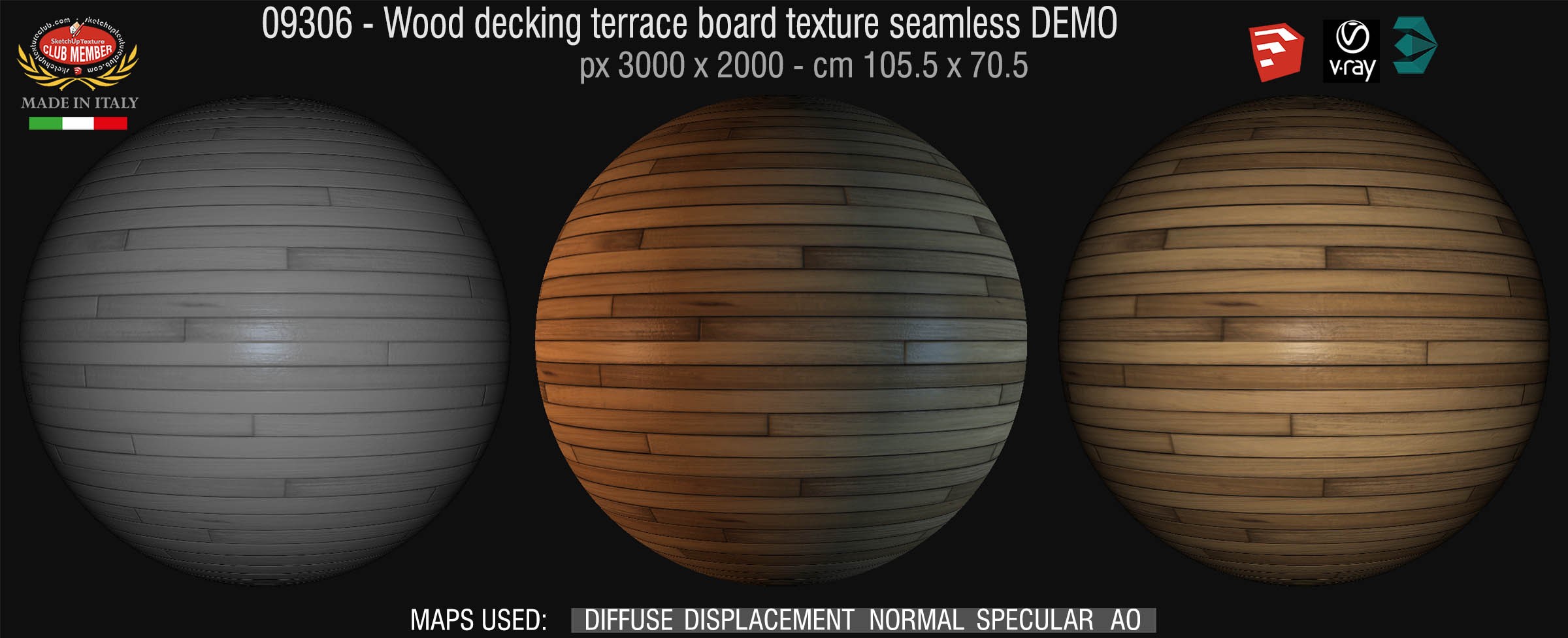 09306 HR Wood decking terrace board texture seamless + maps DEMO