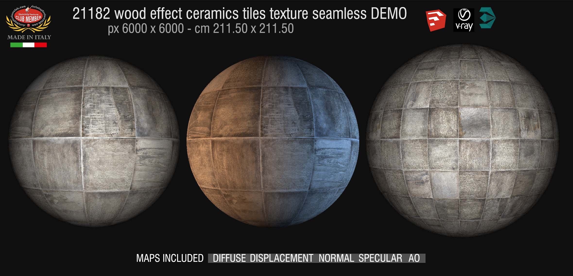 21182 Wood effect ceramics tiles texture + maps DEMO