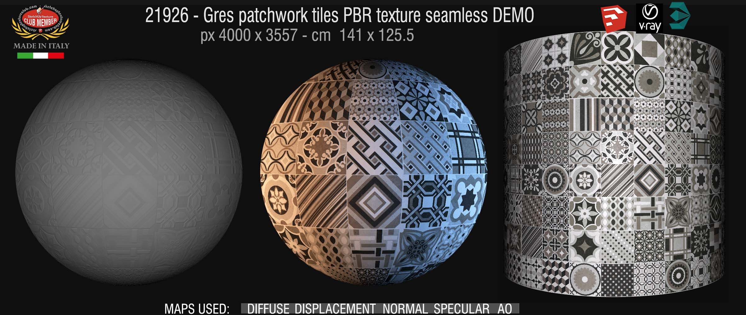 21926 gres patchwork tiles PBR texture seamless DEMO