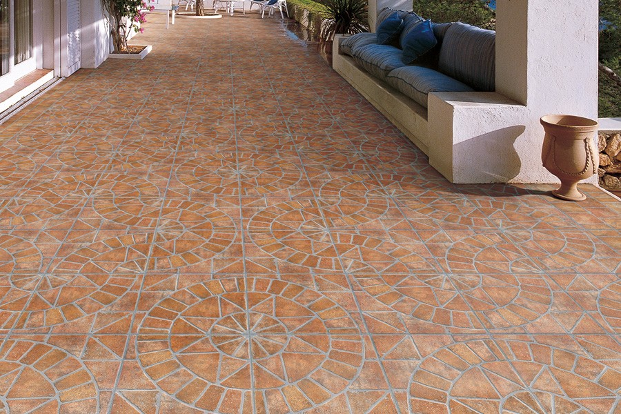 otdoor paving cotto rose window texture demo