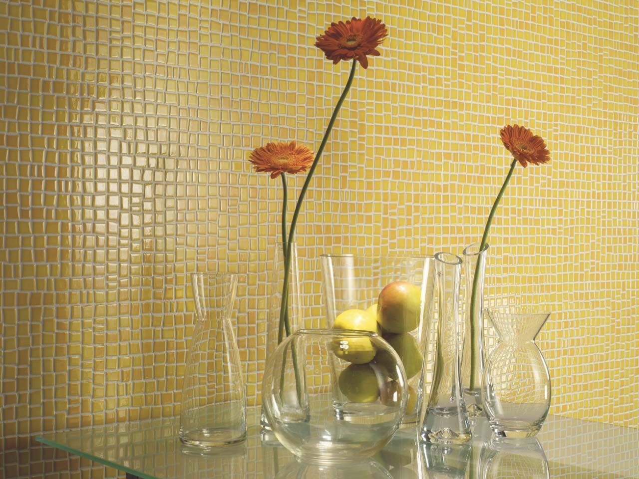 yellow mosaico floral tile series texture demo