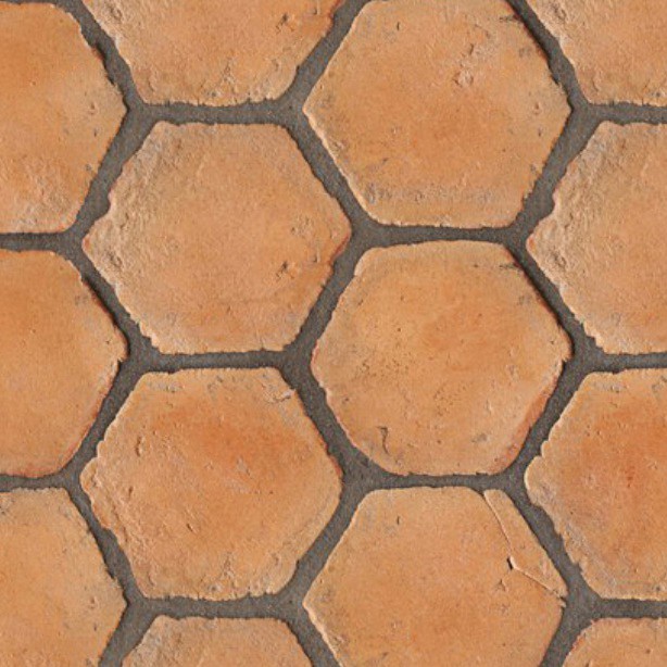 Textures   -   ARCHITECTURE   -   PAVING OUTDOOR   -   Hexagonal  - Terracotta paving outdoor hexagonal texture seamless 05986 - HR Full resolution preview demo