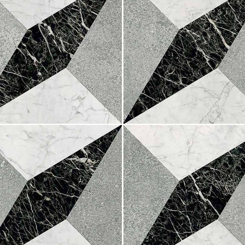 Textures   -   ARCHITECTURE   -   TILES INTERIOR   -   Marble tiles   -   Marble geometric patterns  - Illusion black white marble floor tile texture seamless 21130 - HR Full resolution preview demo