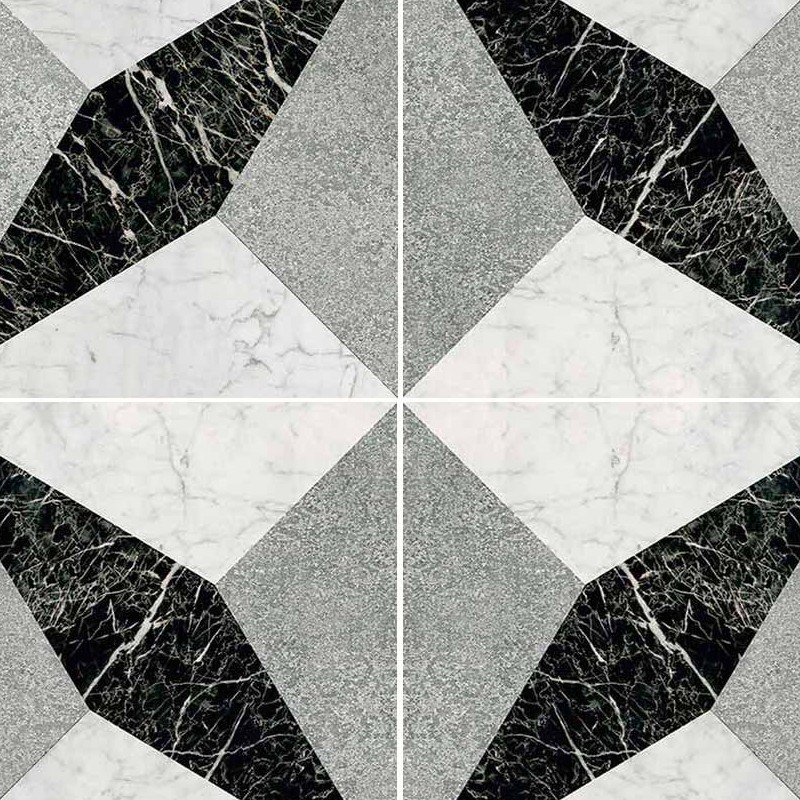 Textures   -   ARCHITECTURE   -   TILES INTERIOR   -   Marble tiles   -   Marble geometric patterns  - Illusion black white marble floor tile texture seamless 21131 - HR Full resolution preview demo