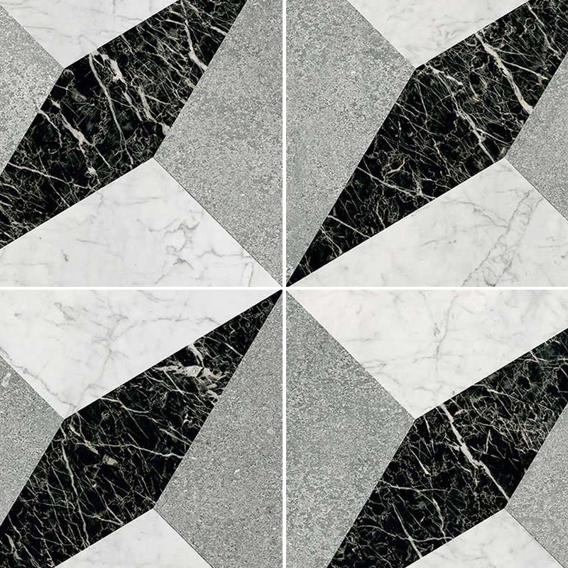 Textures   -   ARCHITECTURE   -   TILES INTERIOR   -   Marble tiles   -   White  - Illusion black white marble floor tile texture seamless 14821 - HR Full resolution preview demo