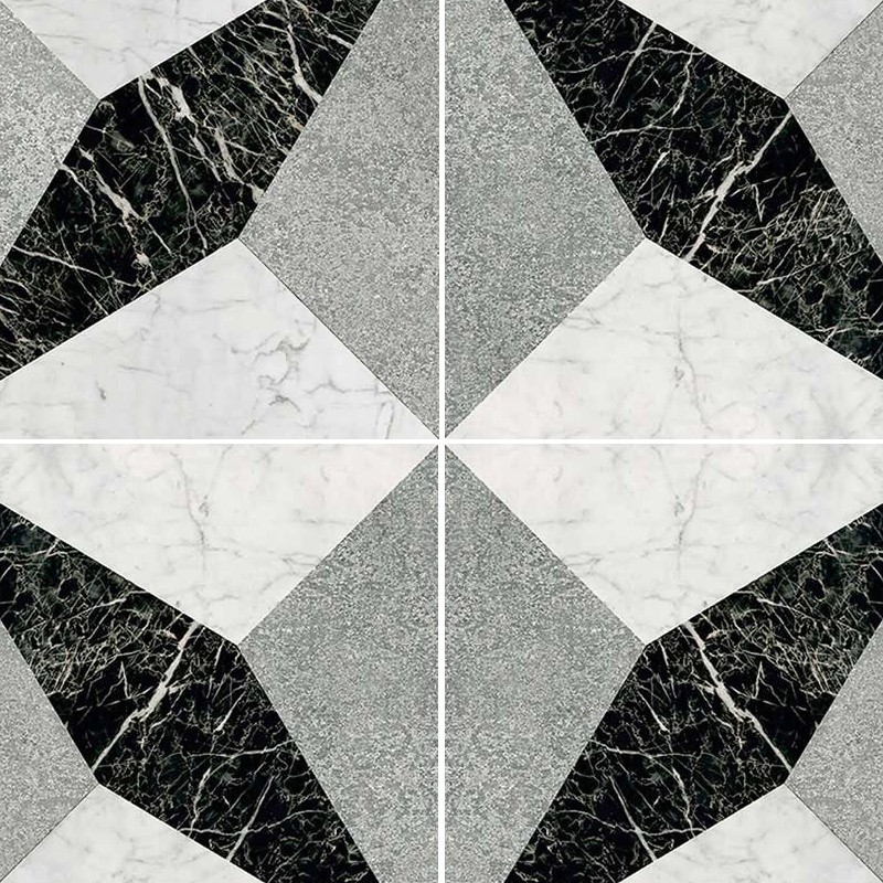 Textures   -   ARCHITECTURE   -   TILES INTERIOR   -   Marble tiles   -   White  - Illusion black white marble floor tile texture seamless 14822 - HR Full resolution preview demo