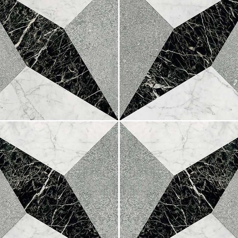 Illusion black white marble floor tile texture seamless 14823