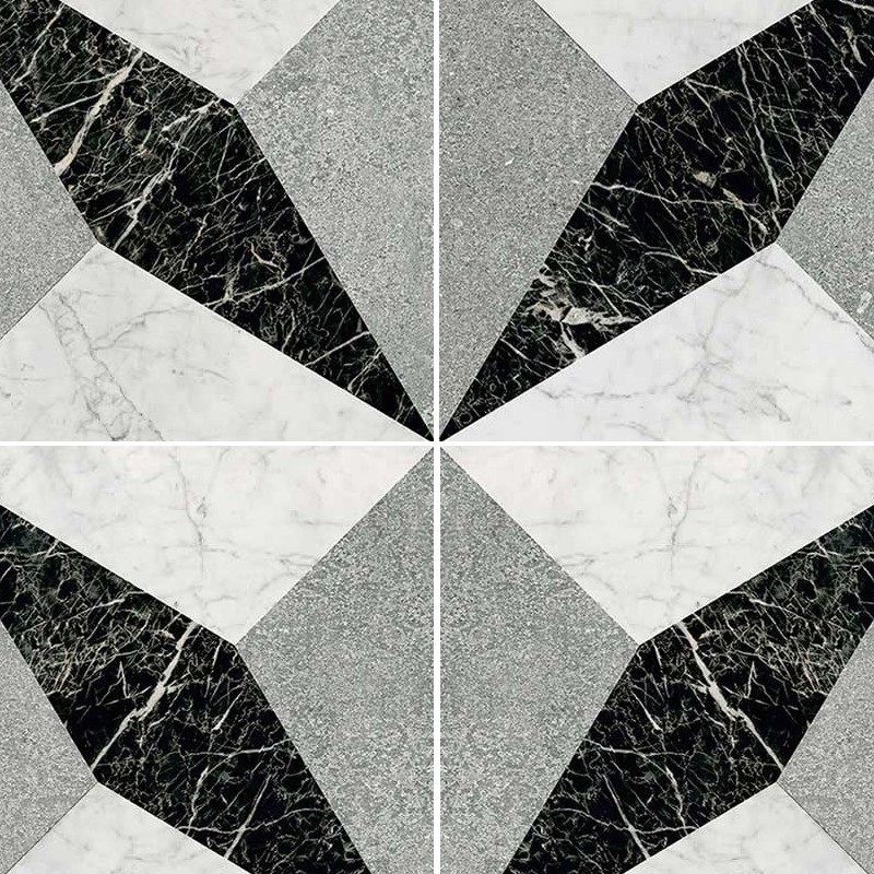 Textures   -   ARCHITECTURE   -   TILES INTERIOR   -   Marble tiles   -   White  - Illusion black white marble floor tile texture seamless 14823 - HR Full resolution preview demo